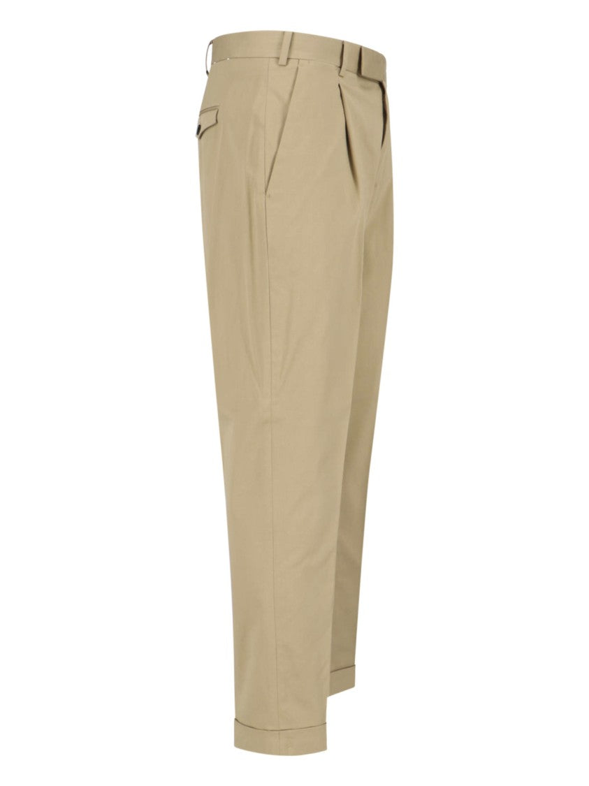 Pt Torino Tailored Beige Trousers With Clean Front