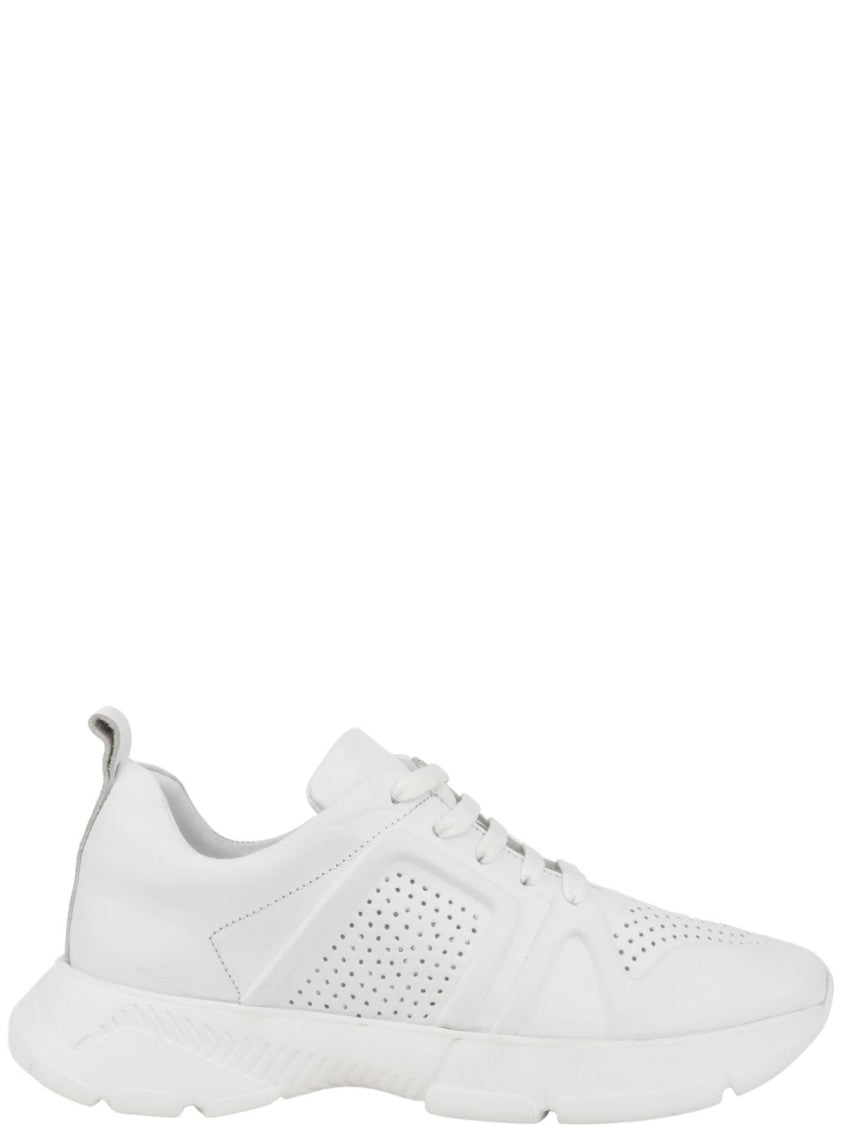 Sergio Moretti White Leather Trainers With Perforated Detailing