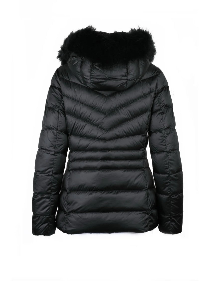 Bomboogie Black Fitted Quilted Nylon Short Down Jacket
