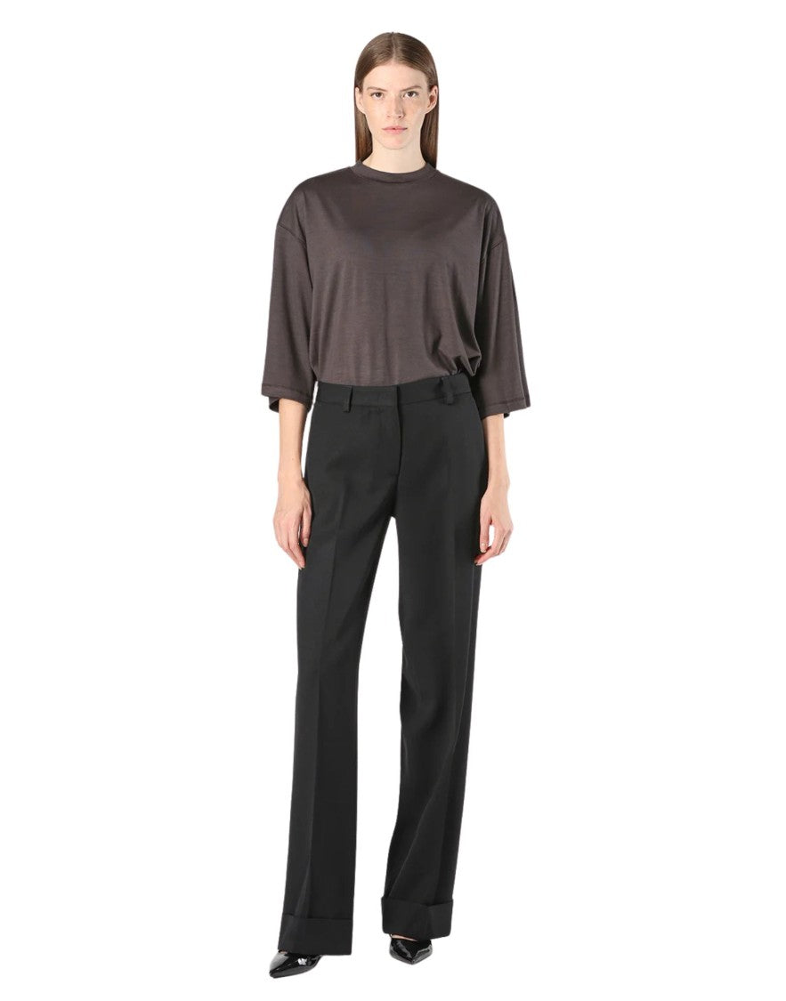 Cellar Door Black Ima Virgin Wool Palazzo Trousers