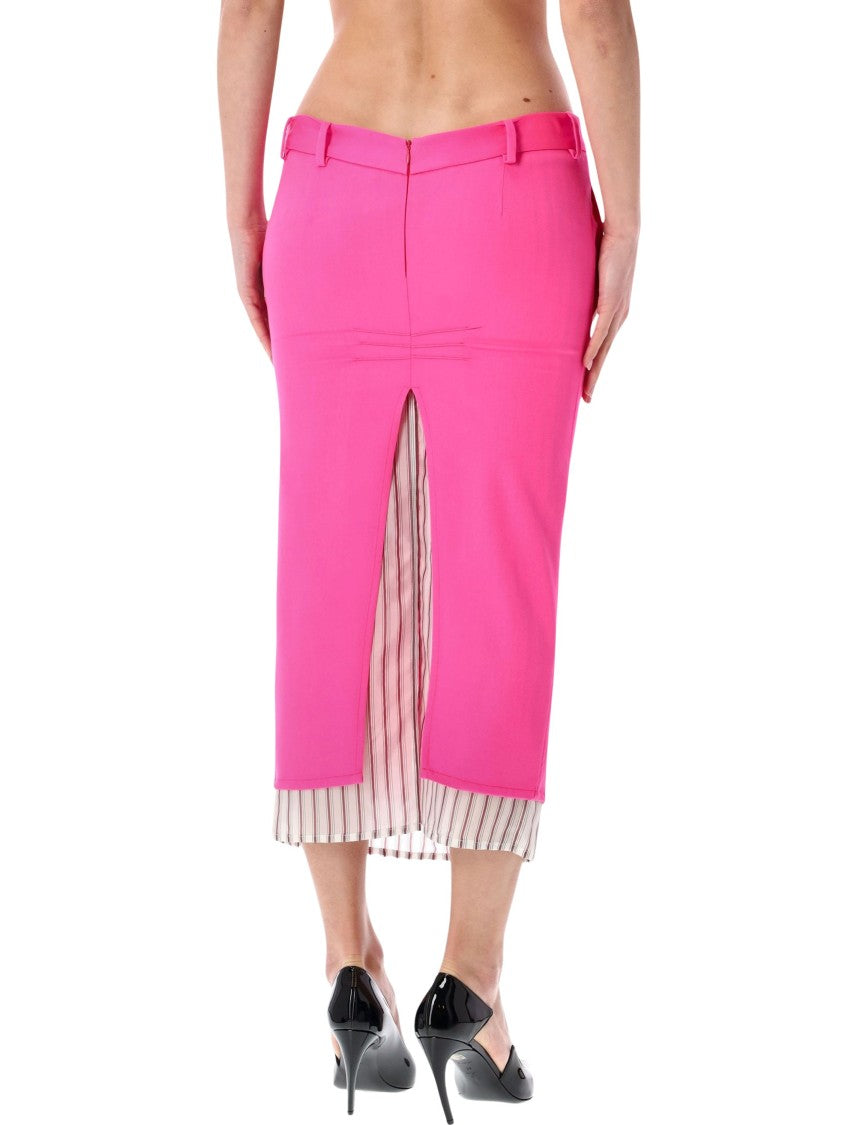 The Attico Neon Pink Midi Skirt