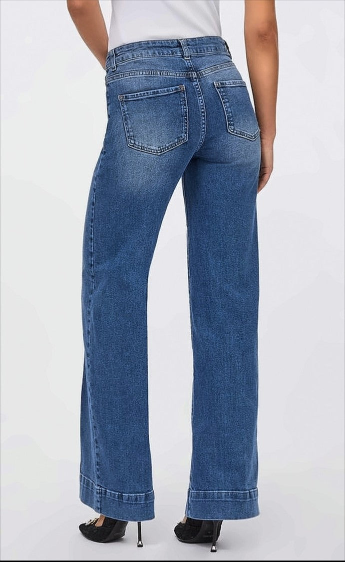 Liu Jo Flared High-Waisted Jeans With Rhinestone Charm