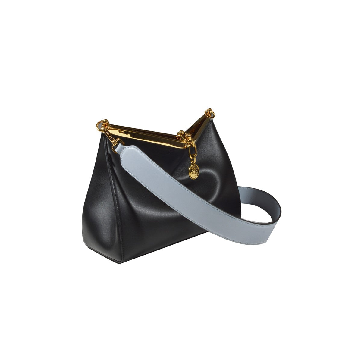 Etro Medium Black Leather Sail Shoulder Bag