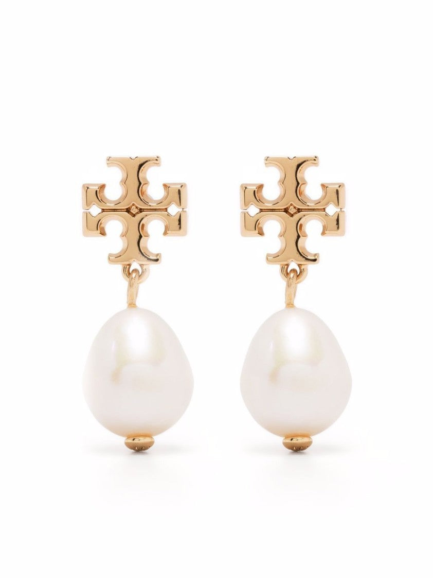 Tory Burch Drop Earrings With Gold-Tone Logo And Lustrous Pearl