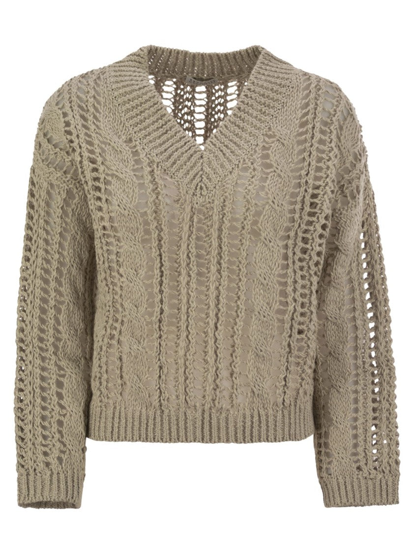 Brunello Cucinelli Cable & Mesh Jute And Cotton Jersey