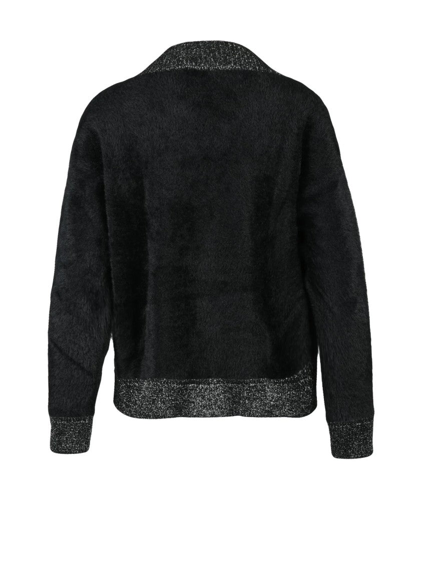 Kaos V-Neck Knit Lamé Sweater With Subtle Sparkle