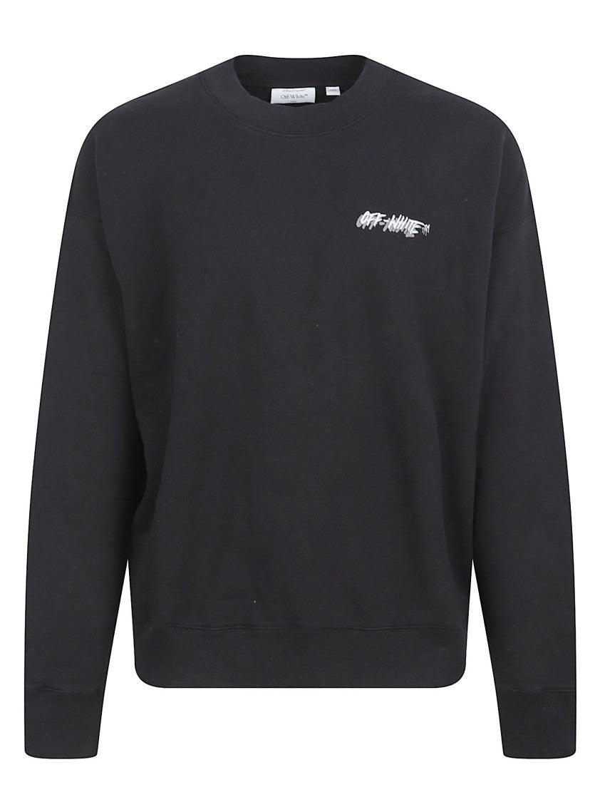 Off-White Crewneck Black Sweatshirt With Embroidered Logo