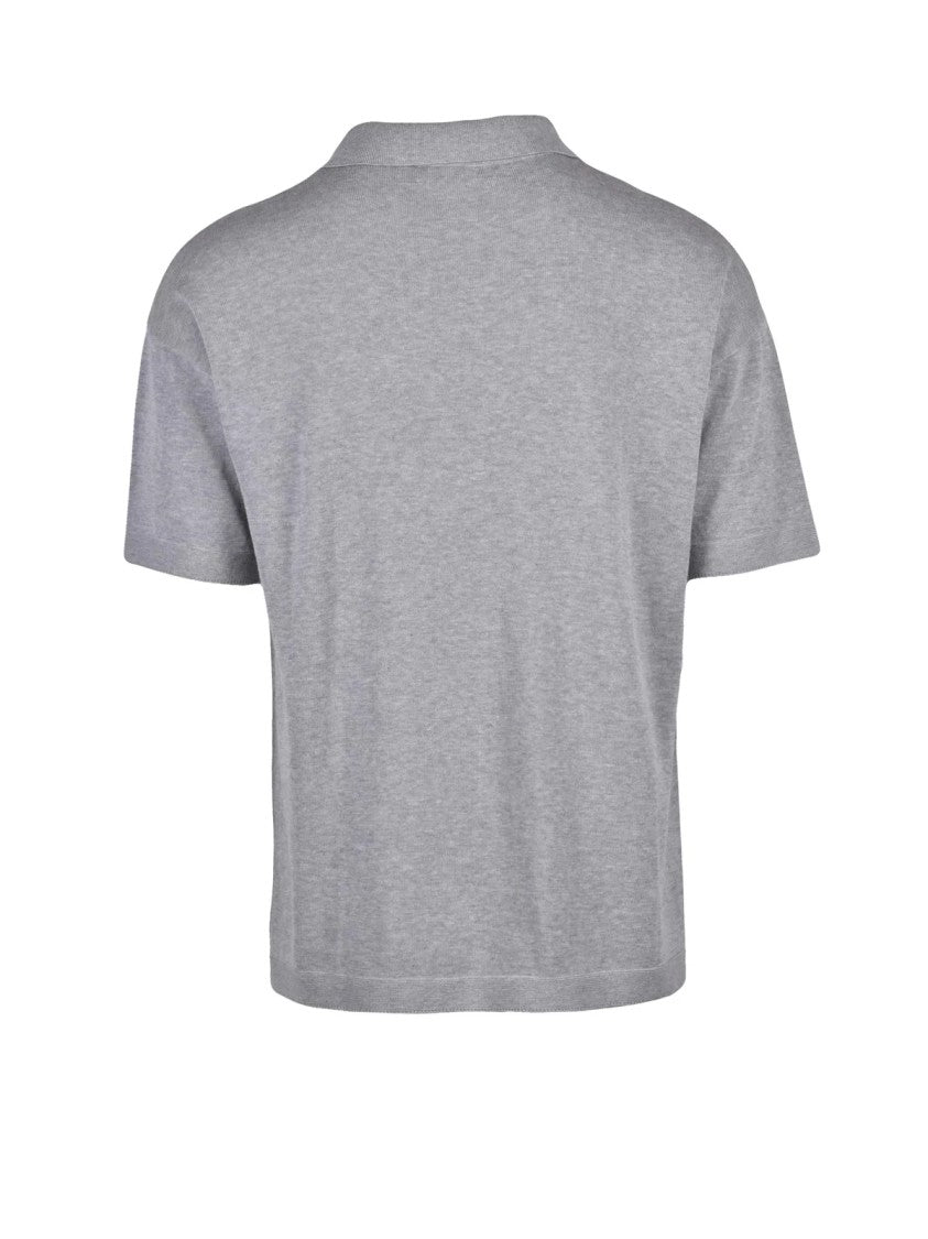 Grifoni Grey Cotton Knit Polo Shirt