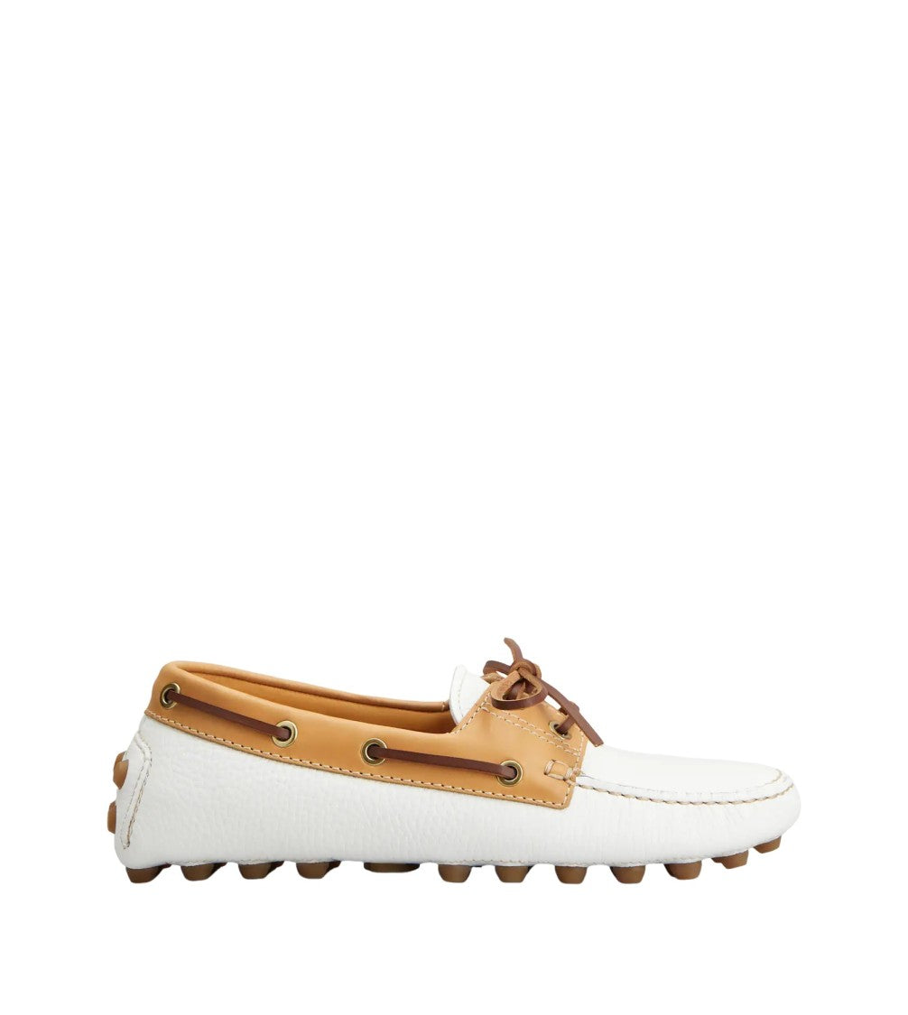 Tod's Gommino Bubble White Leather Loafers With Rubber Sole