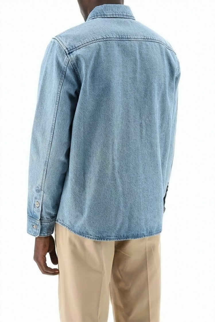 A.P.C. Light Blue Denim Shirt With Button-Down Front