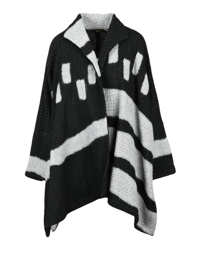Raga Black/Grey Wool Women's Oversized Cardigan