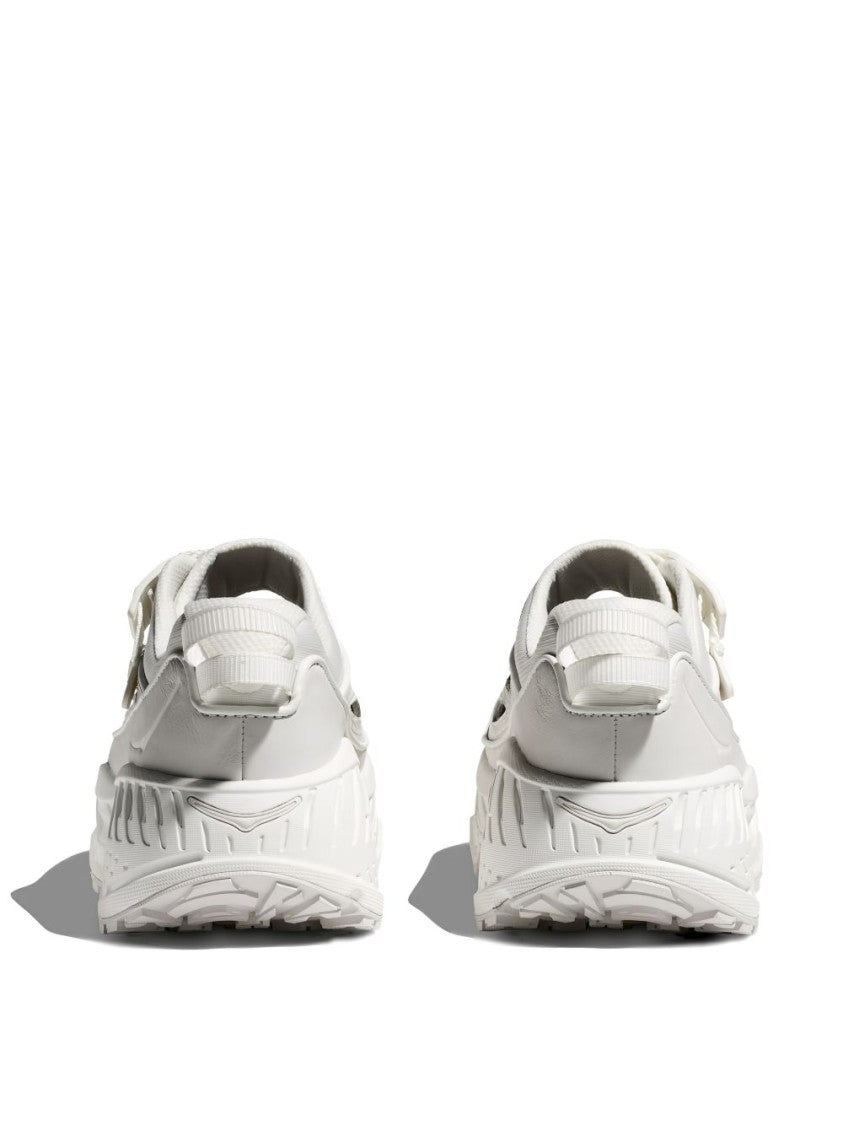 Hoka White Cut-Out Buckle Sneakers