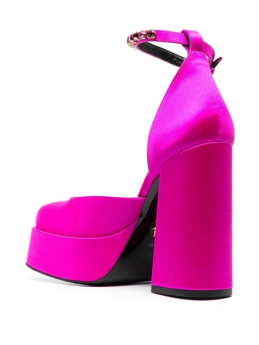 Versace Fuchsia Satin Medusa Aevitas 125Mm Pumps