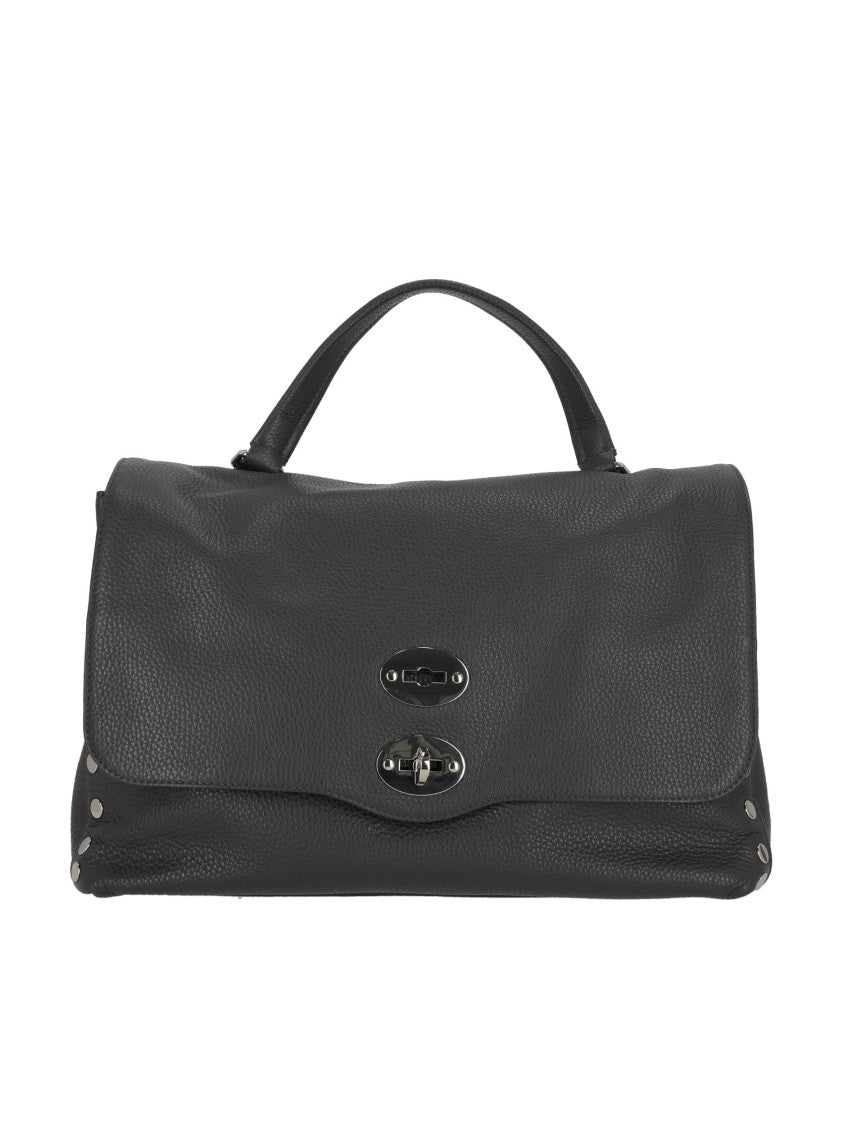 Zanellato Srl Grey Vulcano Daily Pebbled Leather Shoulder Bag