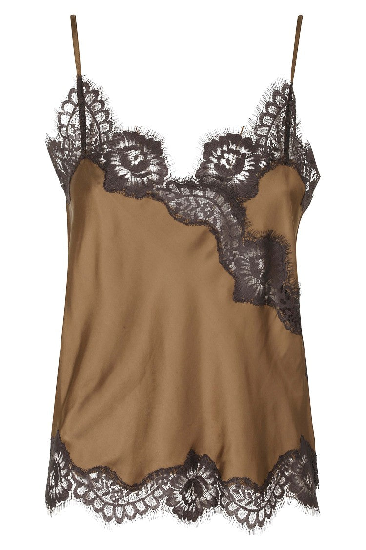 Herskind Little Tobacco V-Neck Lace Trimmed Viscose Tank Top