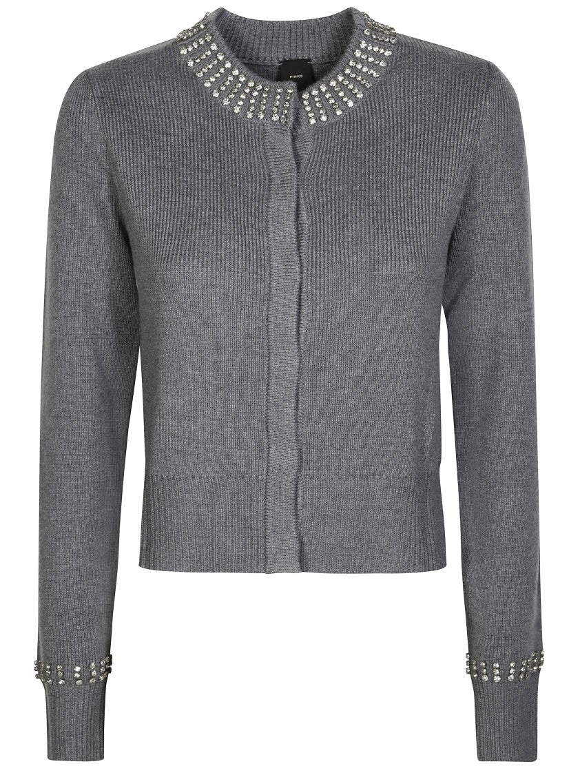 Pinko Spezzino Cardigan With Rhinestone Collar