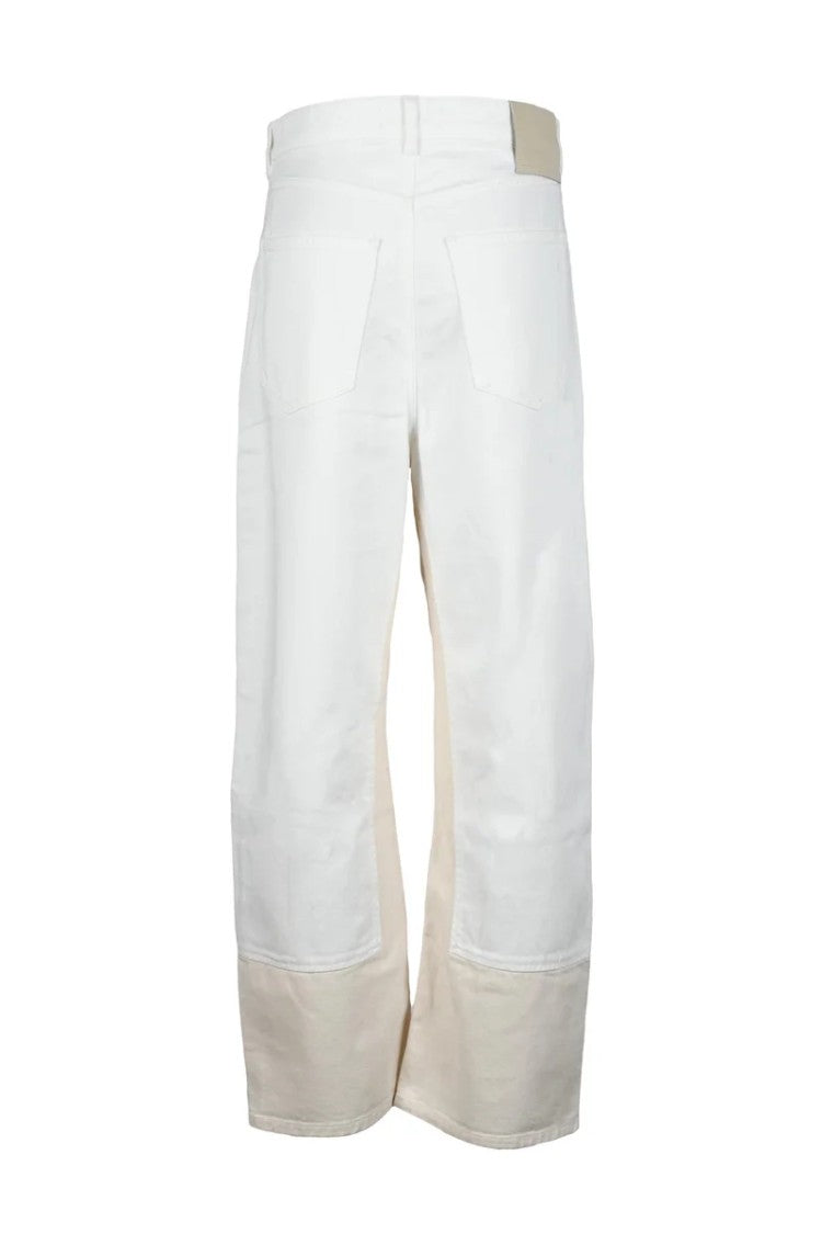 Sportmax Cropped White Jeans With Subtle Color-Block Detail