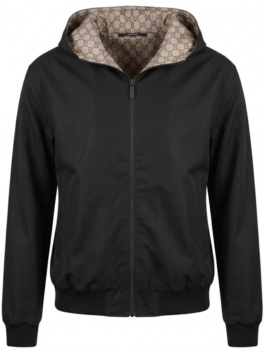 Gucci Black Fabric Lined Hood Zip Blouson