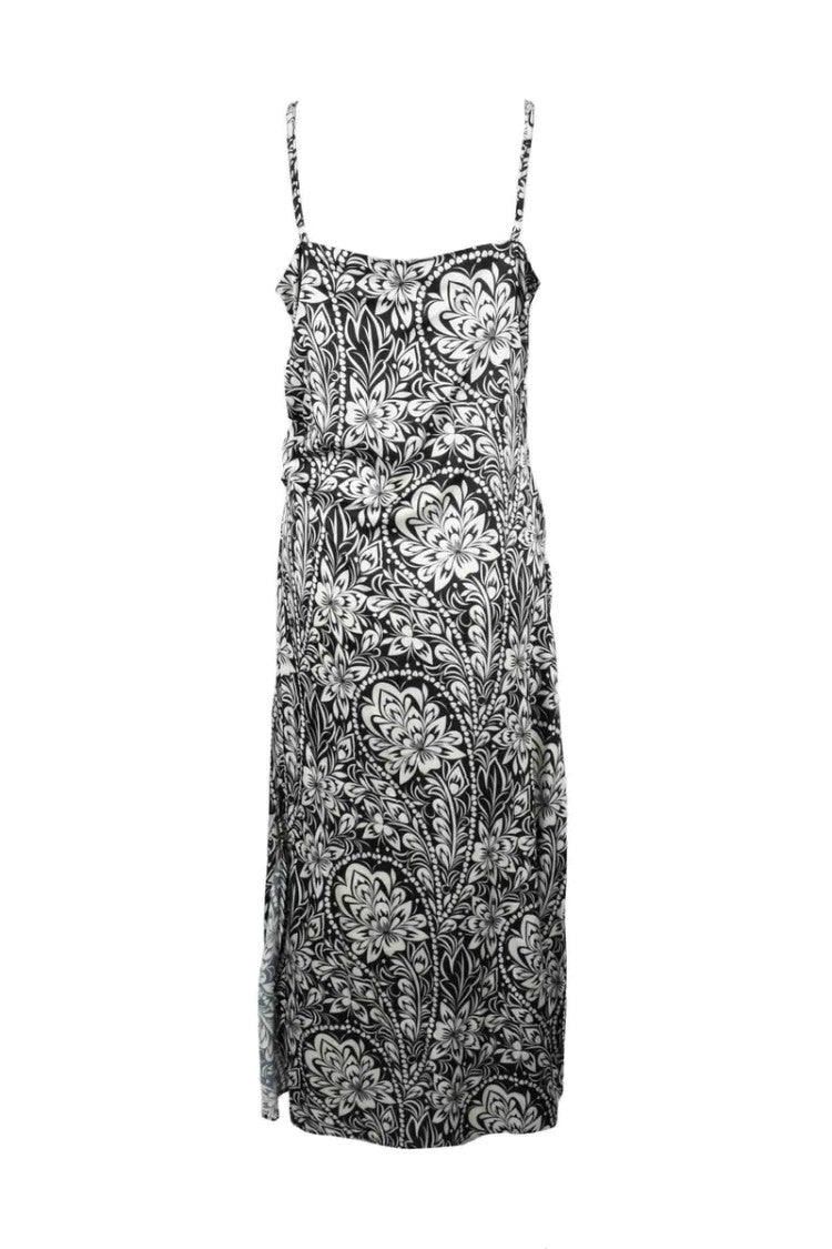 Think Black/White Long Satin Dress