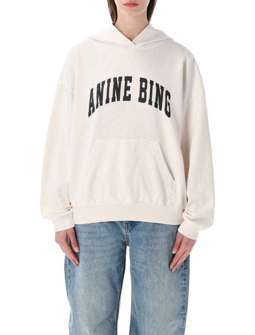 Anine Bing Harvey Collegiate Logo Oversized Cotton Hoodie