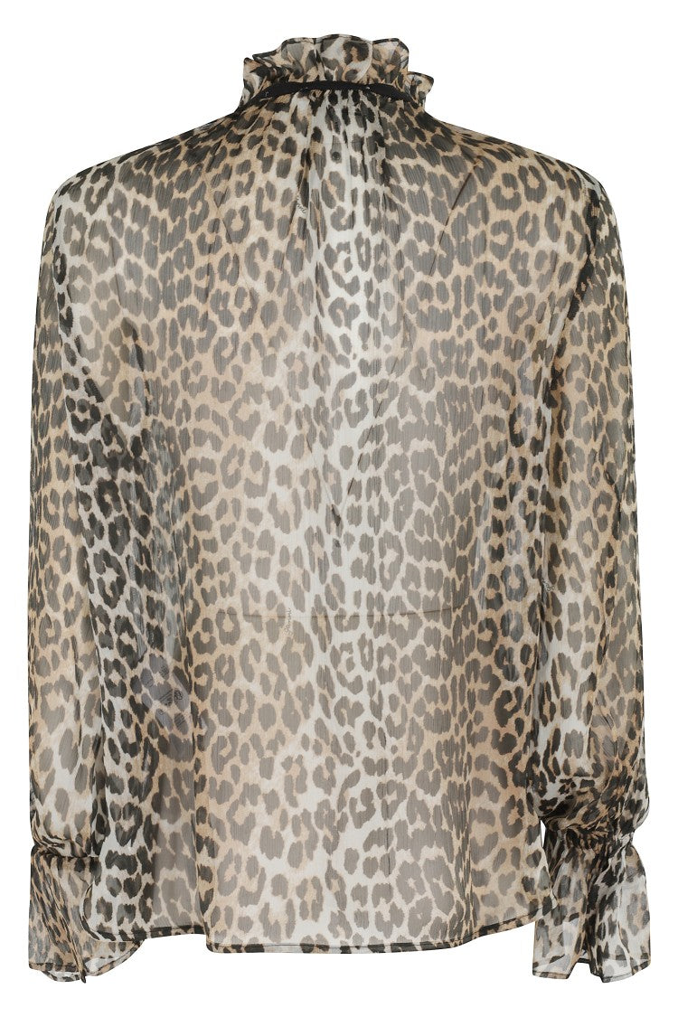 Ganni Multicolor Printed Tie String Shirt