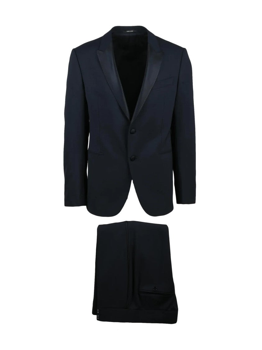 Emporio Armani Tailored Wool Stretch Tuxedo Suit With Satin Lapels