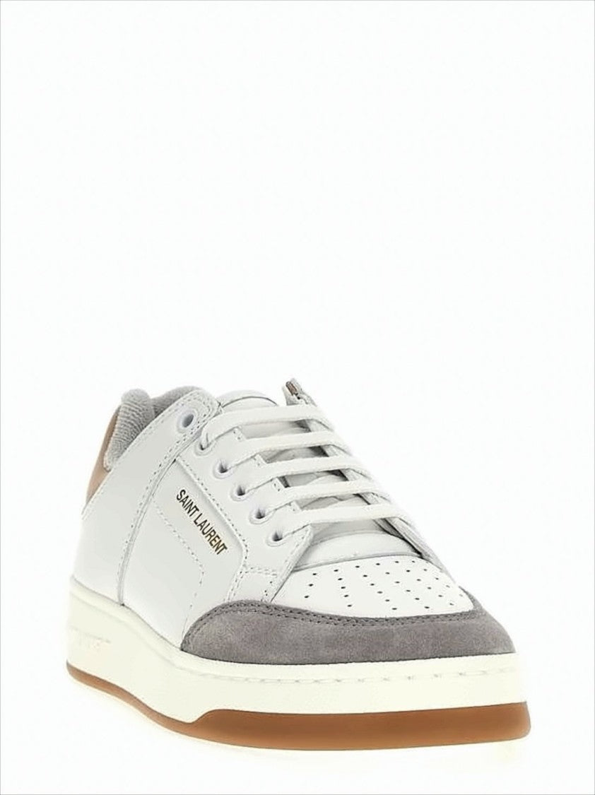 Saint Laurent Perforated White Calf Leather Sneakers