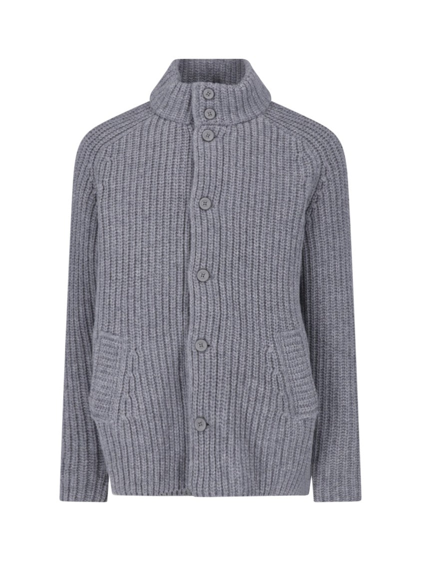 Herno Grey Hooded Waterproof Knit Wool Jacket