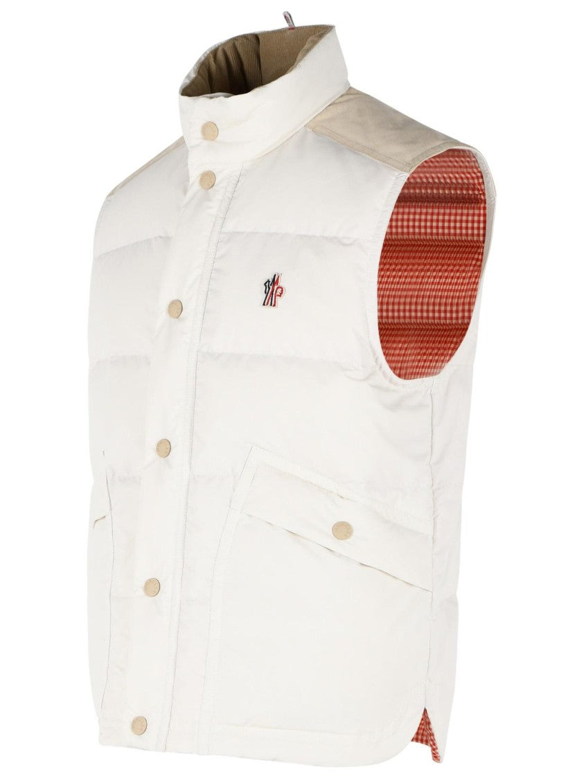 Moncler Grenoble 'Scais' White Polyester Feather Padded Vest