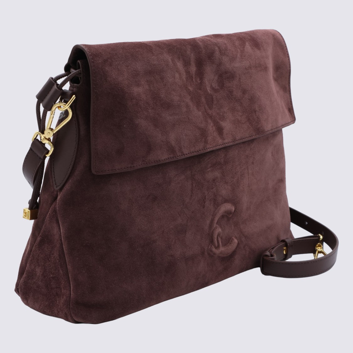 Coccinelle Suede Bag With Fold-Over Flap And Drawstring Details