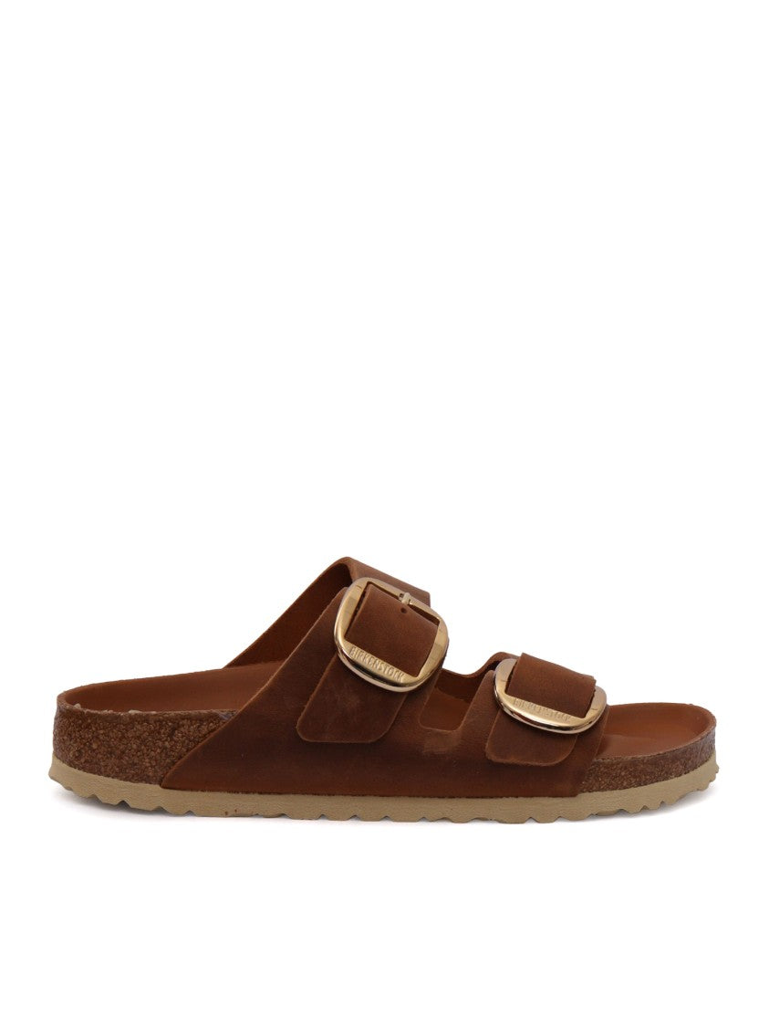 Birkenstock Cognac Arizona Oiled Leather Slide Sandal