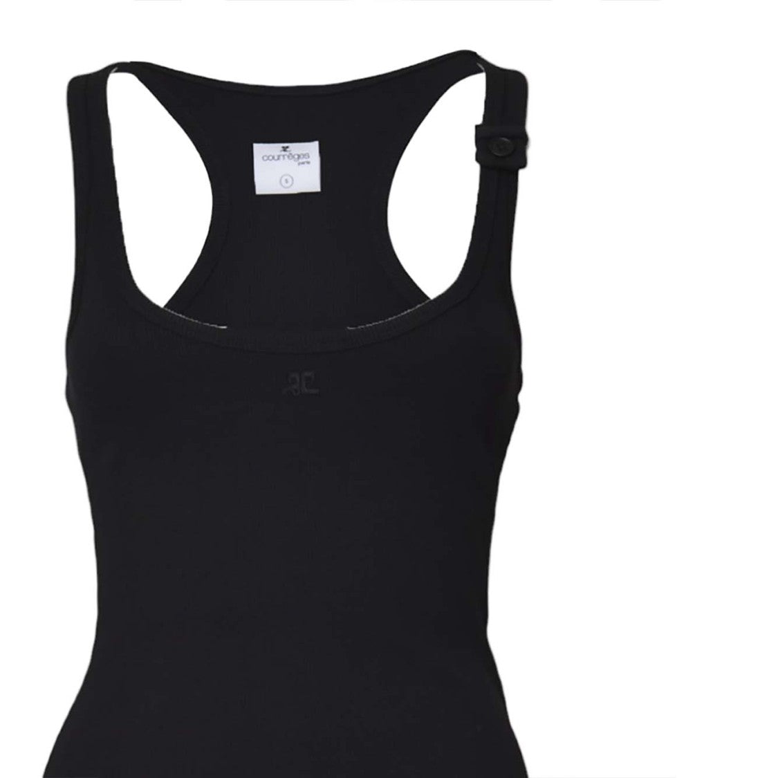 Courrèges 90's Ribbed Buckle Top Black