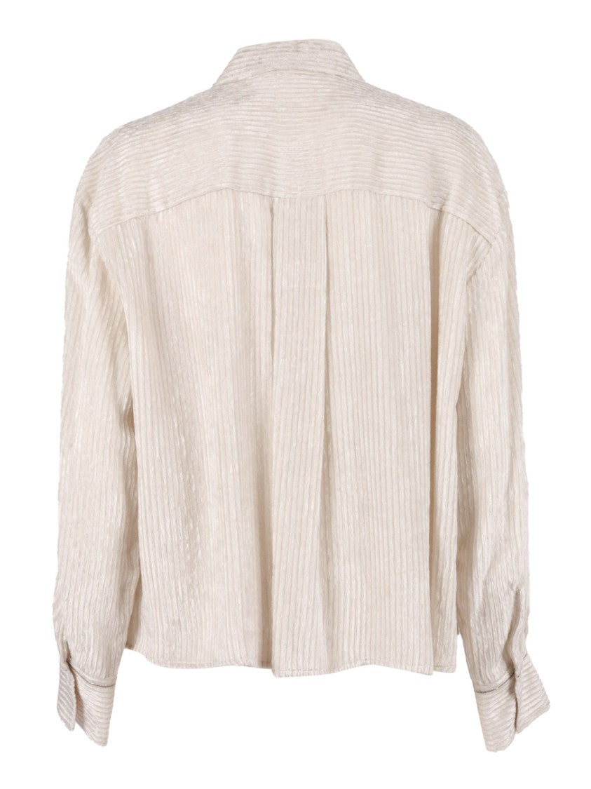 Peserico Vertical Ribbed Blouse With Classic Collar