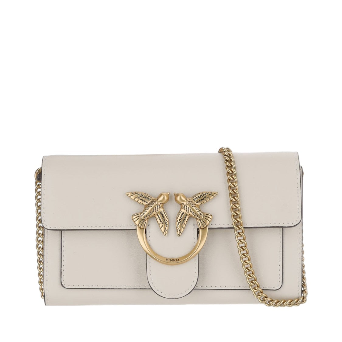 Pinko Love Simply White Leather Chain Wallet
