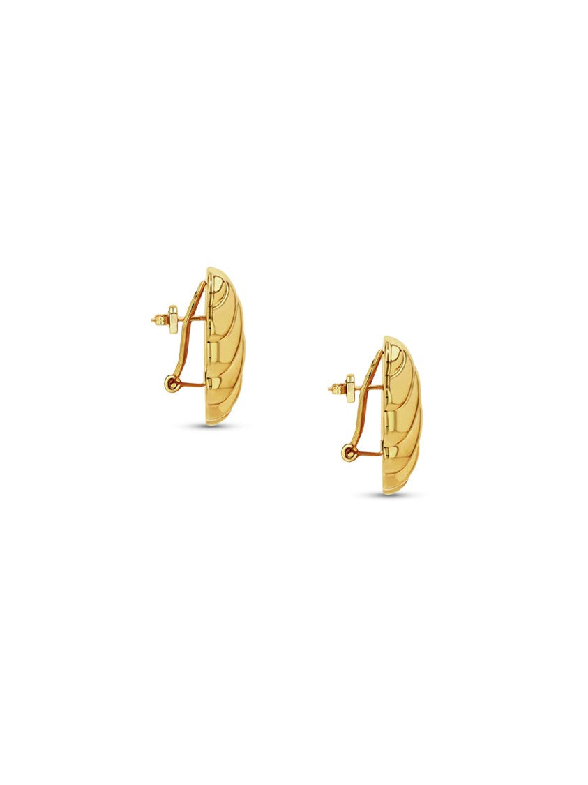 Anine Bing Ribbed Oval Earrings In 14K Gold Plated Brass