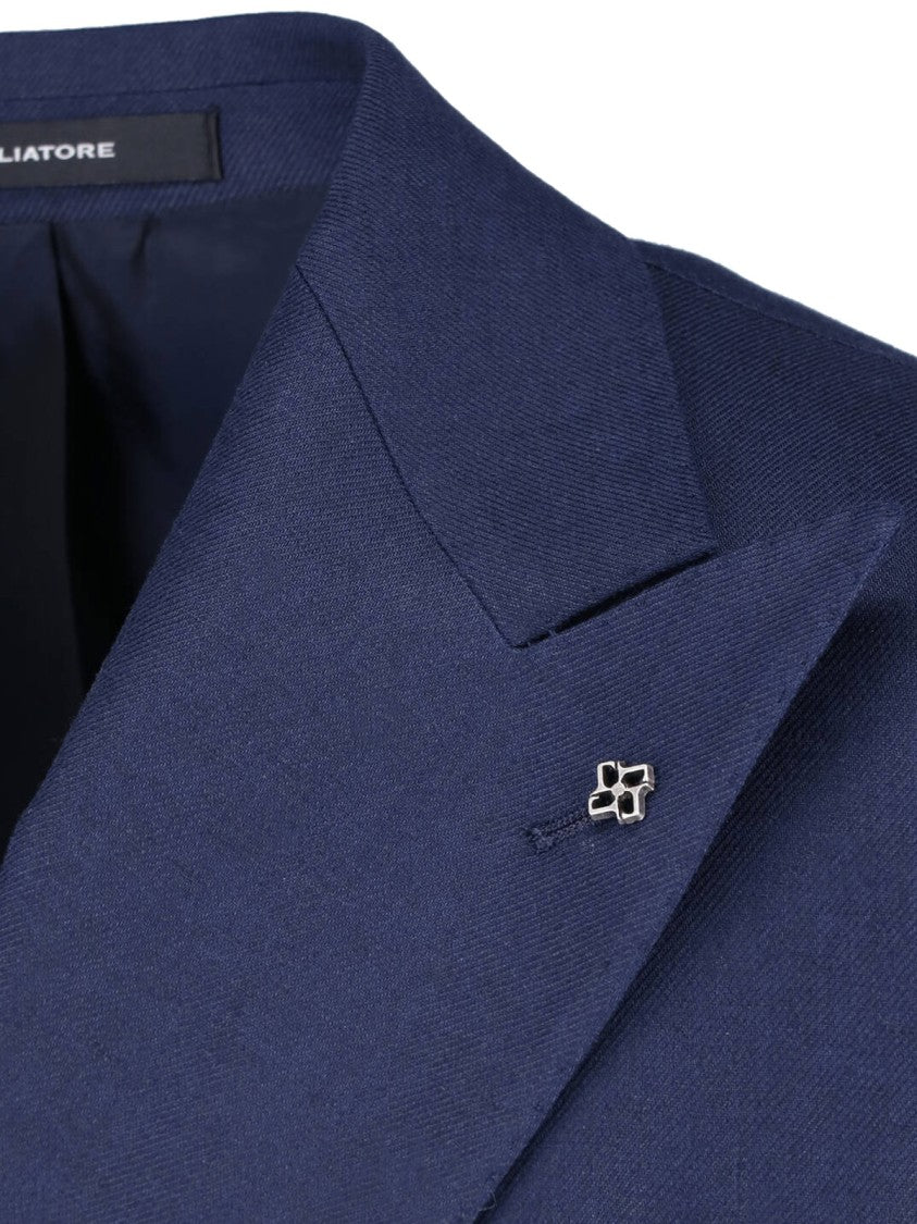 Tagliatore Navy Blue Double-Breasted Linen Suit