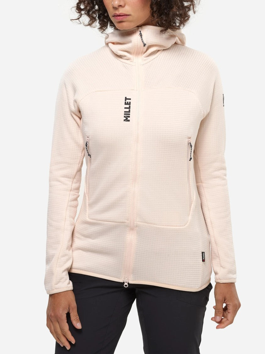 Millet Fusion Grid Textured Grid Pattern Hoodie