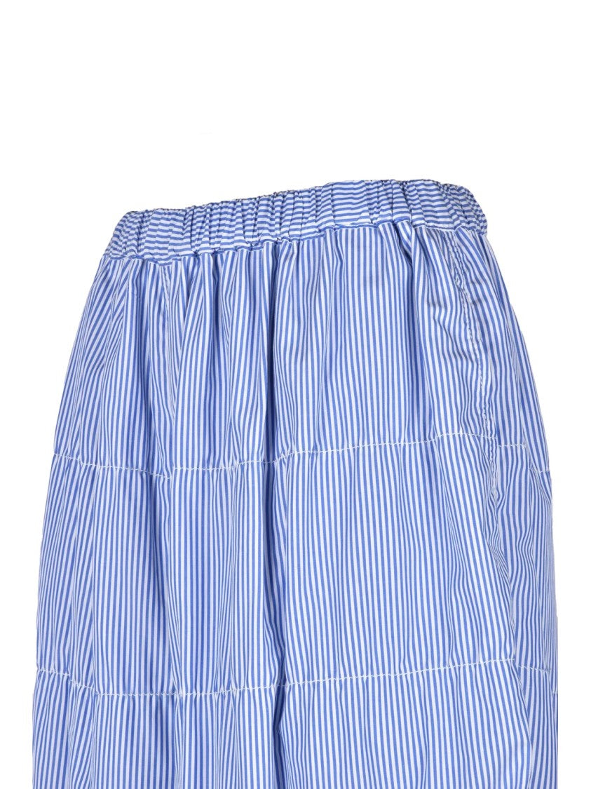 Tao Comme Des Garçons White/Blue Elastic Waist Wide-Leg Cotton Capri Pants