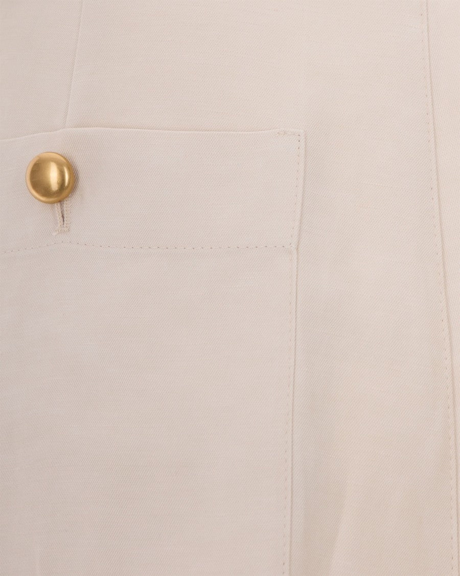 P.A.R.O.S.H. Cream Linen Bermuda Shorts