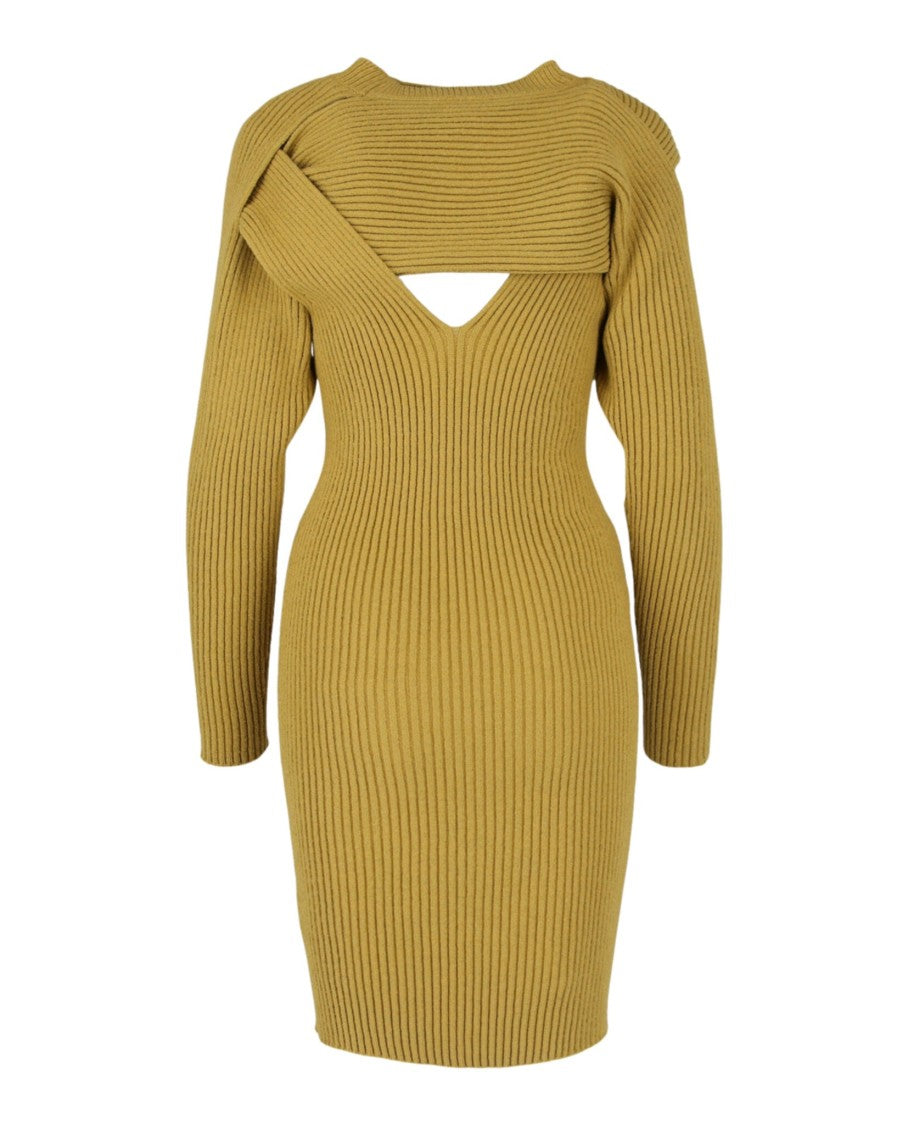 Bottega Veneta Fitted Ribbed-Knit Dress With Unique Cut-Out Detail