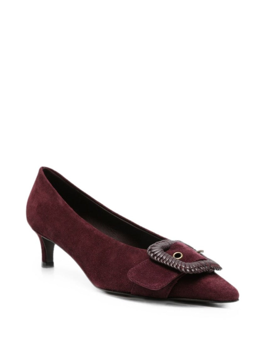 Roberto Festa Suede Kitten Heel Pumps - Burgundy