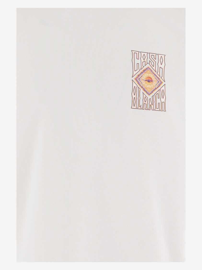 Casablanca White Geometric Print Organic Cotton T-Shirt