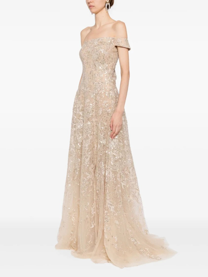 Saiid Kobeisy Off-Shoulder Long Embroidered Dress