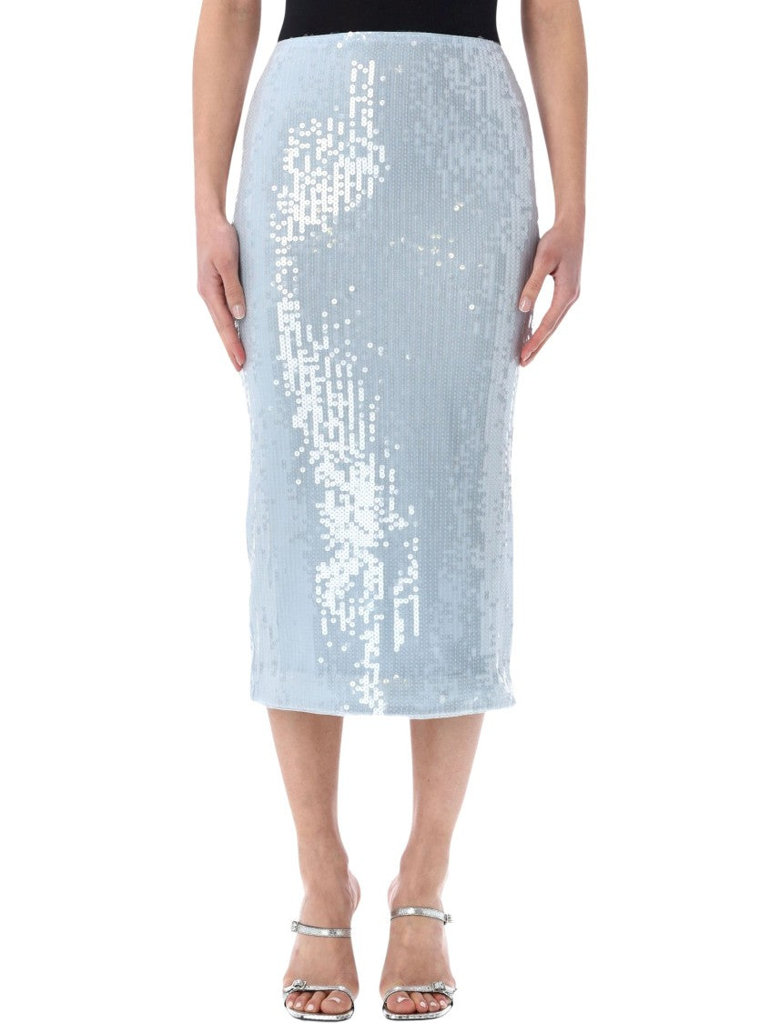 Rotate Sequined Fitted Back Zipper Midi Skirt