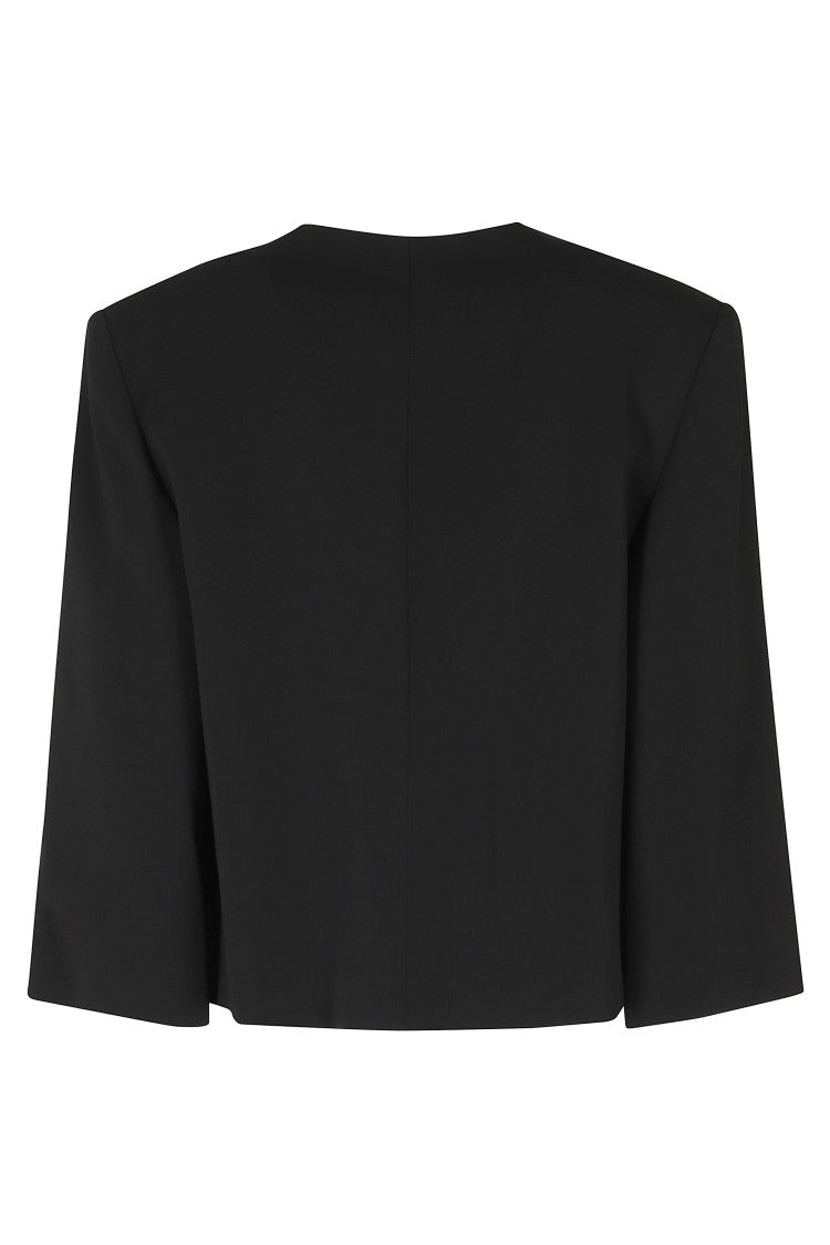 Alberta Ferretti Black Cady Stretch Open Sleeves Viscose Blazer