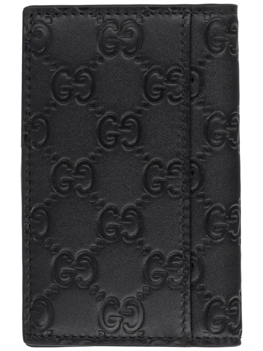 Gucci Gg Emblem Embossed Calfskin Card Holder