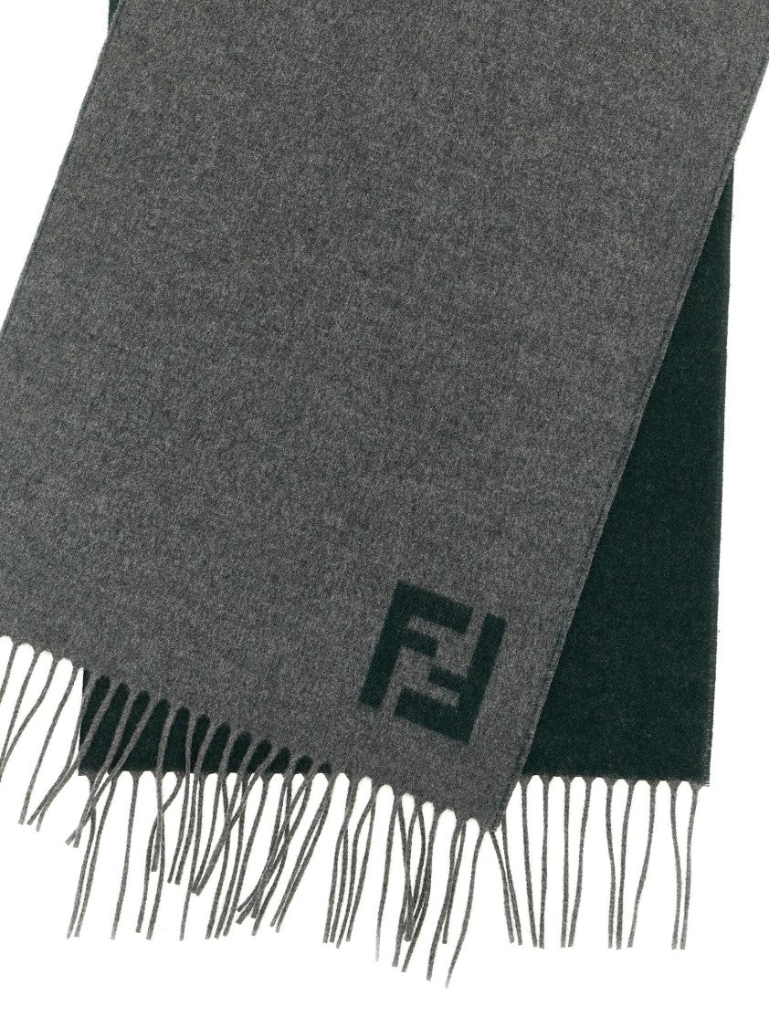 Fendi Double-Sided Cashmere And Wool Scarf With Ff Intarsia