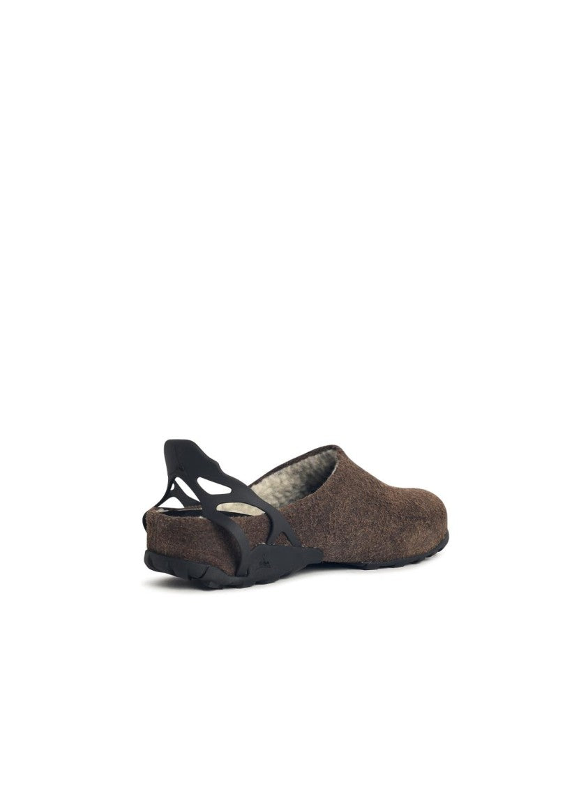 Roa Hiking Fedaia' Slippers In Mole Leather Blend Sherpa