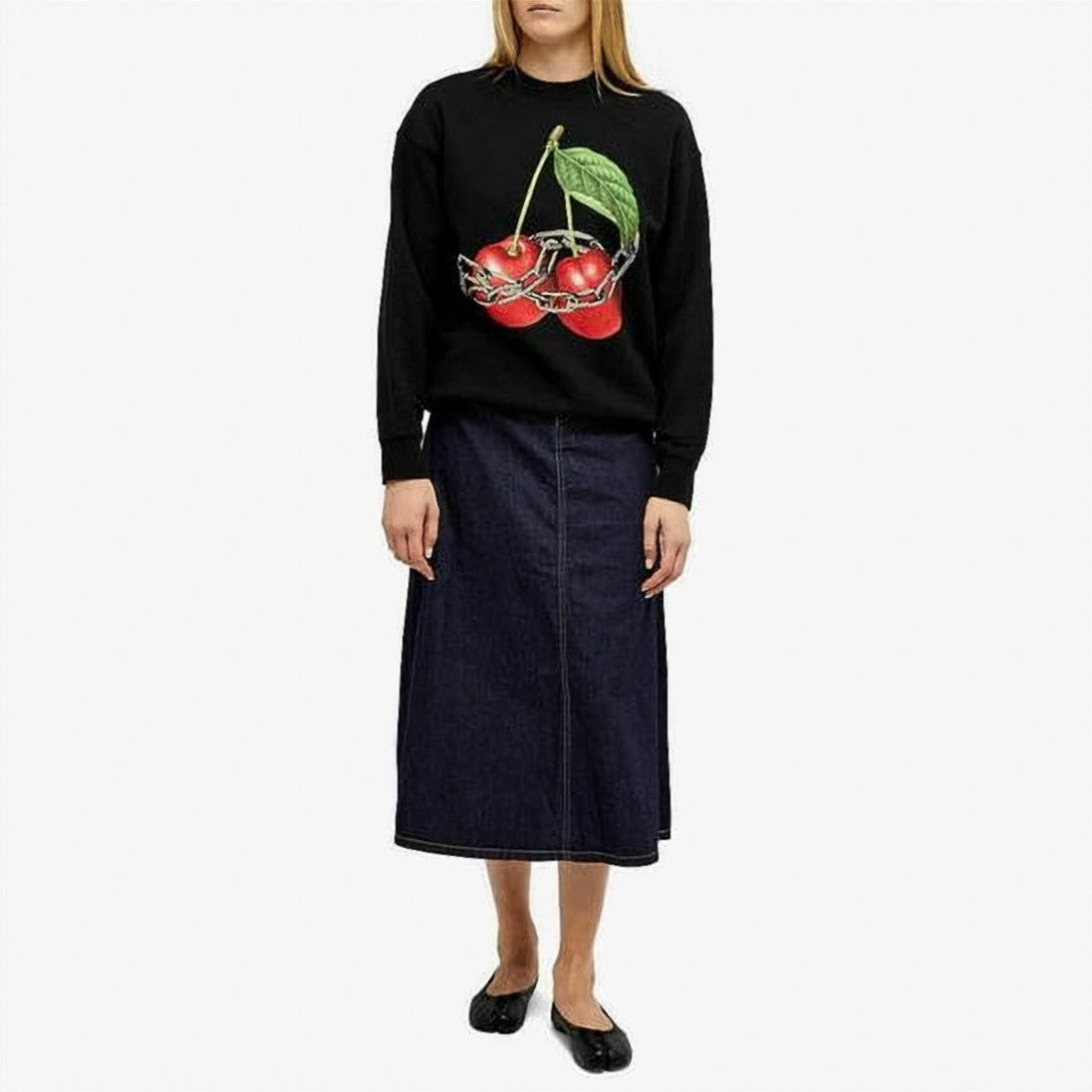 Undercover Graphic Long-Sleeve Top With Cherry Design