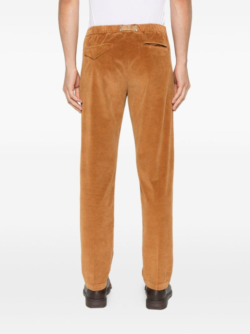 White Sand Relaxed Fit Beige Trousers With Corduroy Texture